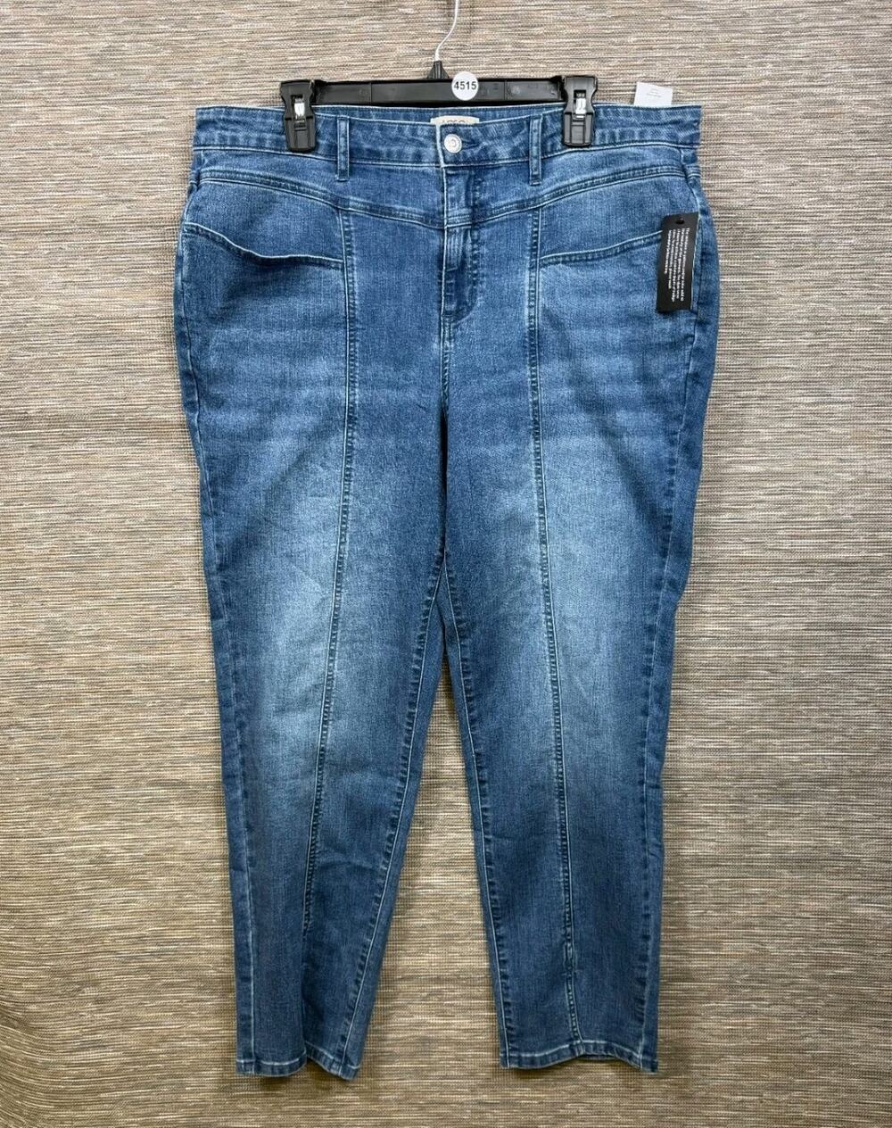 LOGO by Lori Goldstein Regular Indigo Split Hem Ankle Jeans Size 18W Blue NEW